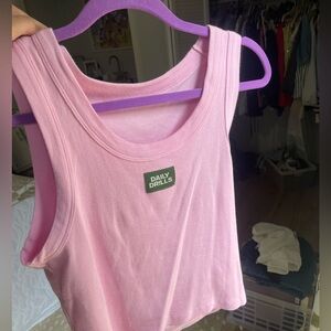DAILY DRILLS PINK RIBBED TANK M/L